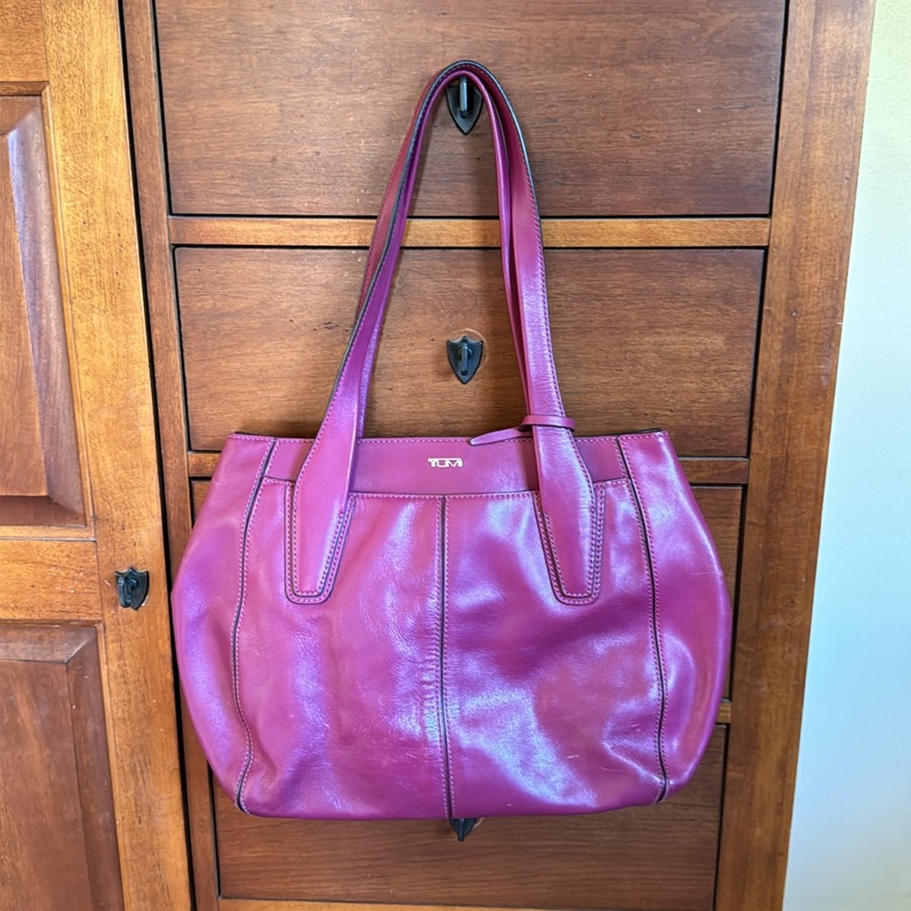 Tumi Leather Handbag/ Beautiful Wine Color
